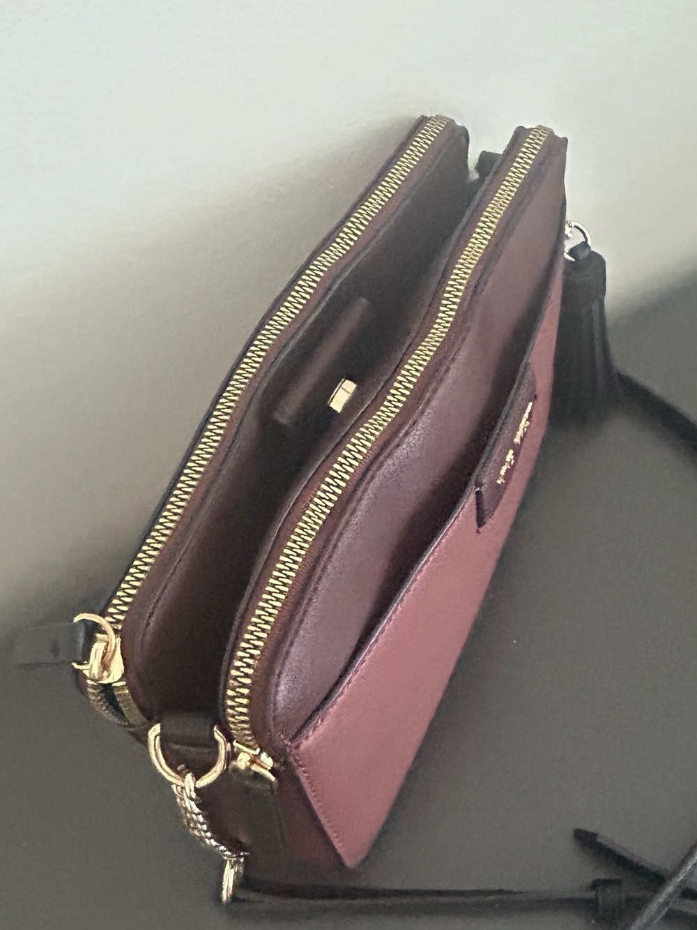 Nine West Burgundy Camera Crossbody Bag Double Zip Organizer Purse - Picture 7 of 12